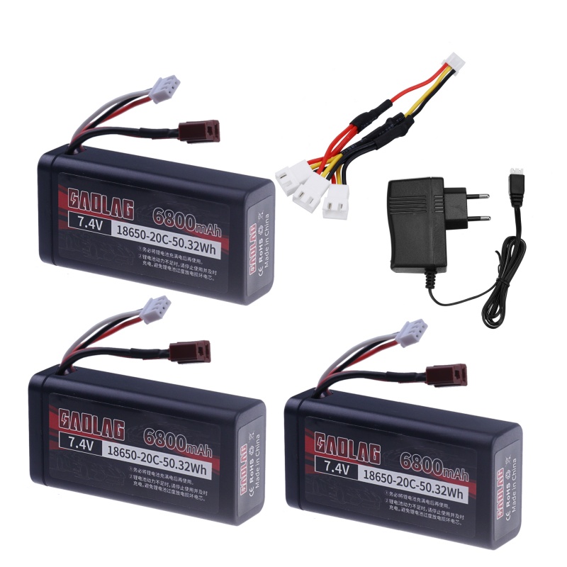 Batterie Lipo 7.4V 6800mAh 18650 pour Wltoys 10428 /12428/12423, pièces de voiture RC étanches et ignifuges 2S pour Wltoys 144001: vert militaire