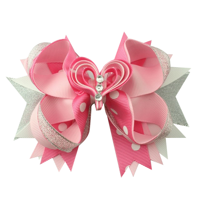 2022 1 Pcs Sweet Heart Valentine Day Hair Bows Popular Cheer Bows For Girls: Pink