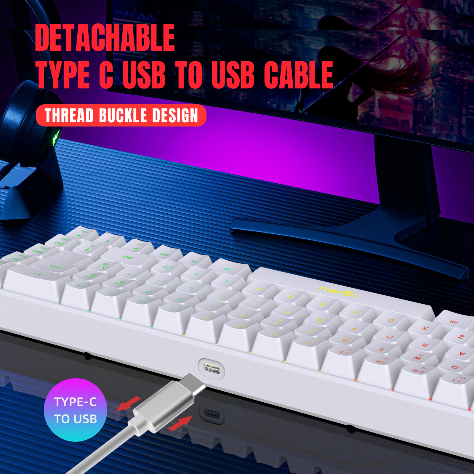 60% Compact Wired Keyboard 68 Keys RGB Backlight S... – Grandado