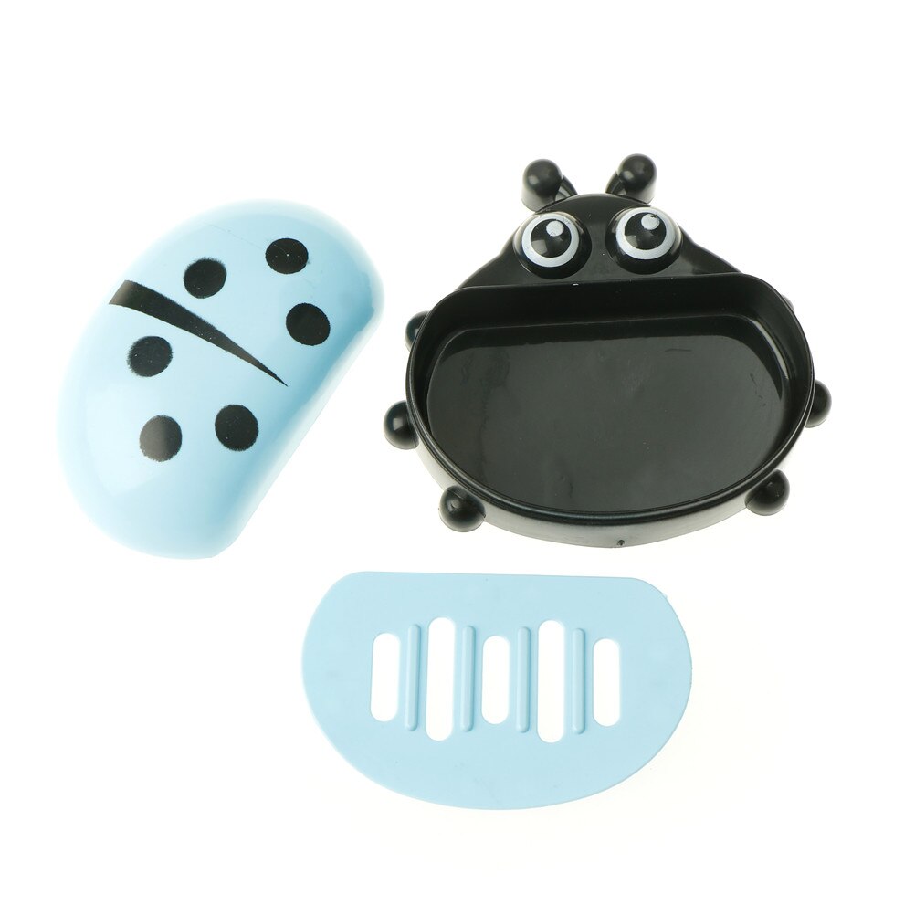 1Pcs Plastic Lieveheersbeestje Zeepkist Leuke Cartoon Reizen Zeepbakje Organizer Kids Badkamer Zeep Houder Met Cover Voor Kinderen