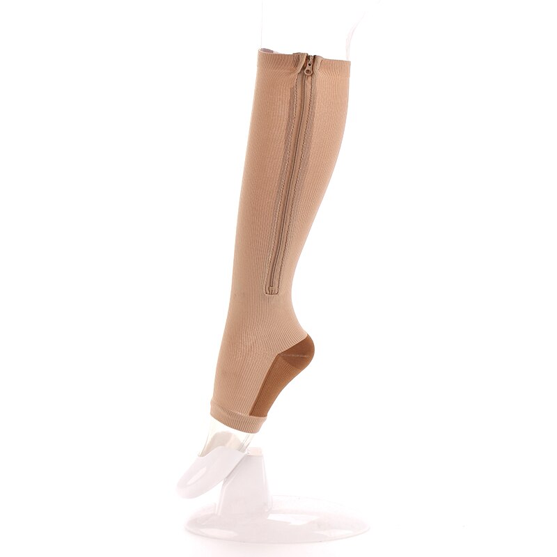 1Pair Unisex Women Men Zipper Compression Socks Foot Pain Relief Comfortable Soft Knee High Magic Varicose Veins Open Toe Socks