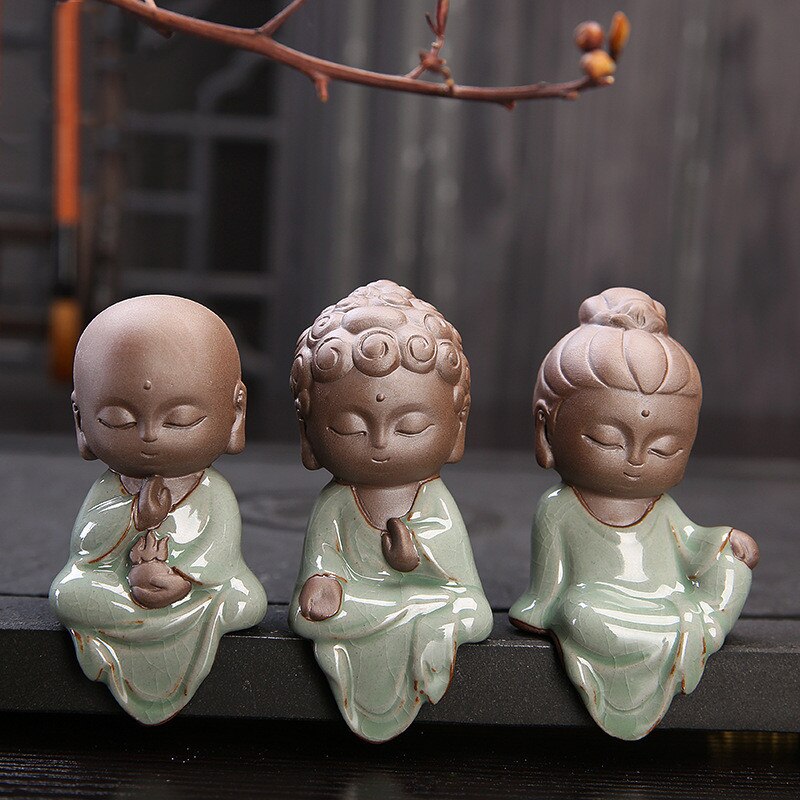 Statues de petit bouddha bouddhiste Tathagata | Mignons sables de bouddha, accessoires pour thé en argile violette, accessoires pour animaux de compagnie ornements de bouddha Boutique