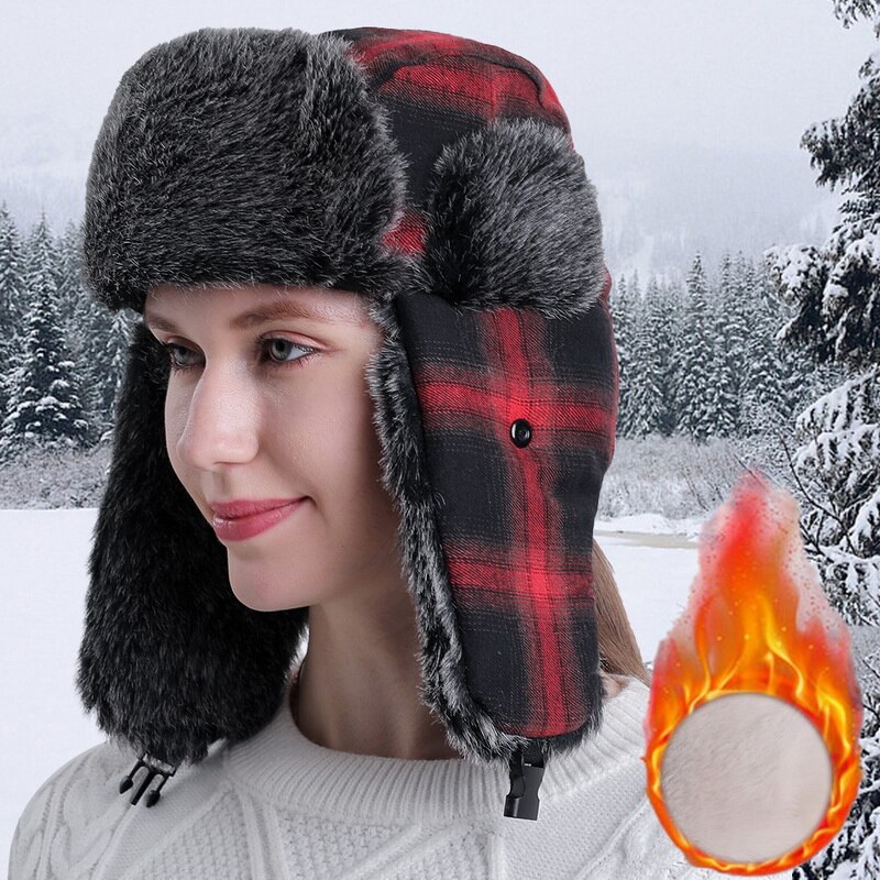 Wintermutsen heren dames warme mutsen plus fluwelen koudebestendige verstelbare mutsen winddichte gezichtsbedekking skimutsen sets gymmutsen: Pet rood 3