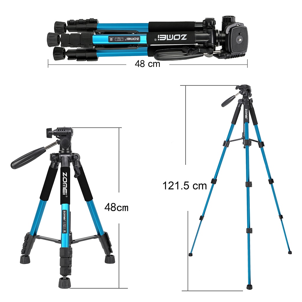 Original ZOMEI Q111 Portable Travel Aluminum Camera Tripod&Pan Head for SLR DSLR Digital Camera Five colors