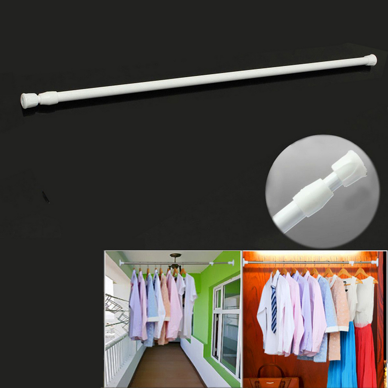 White Multifunctional Adjutable 40-70cm Extendable Telescopic Shower Curtain Rod Spring Tension Bath Curtains Pole Bathroom DIY
