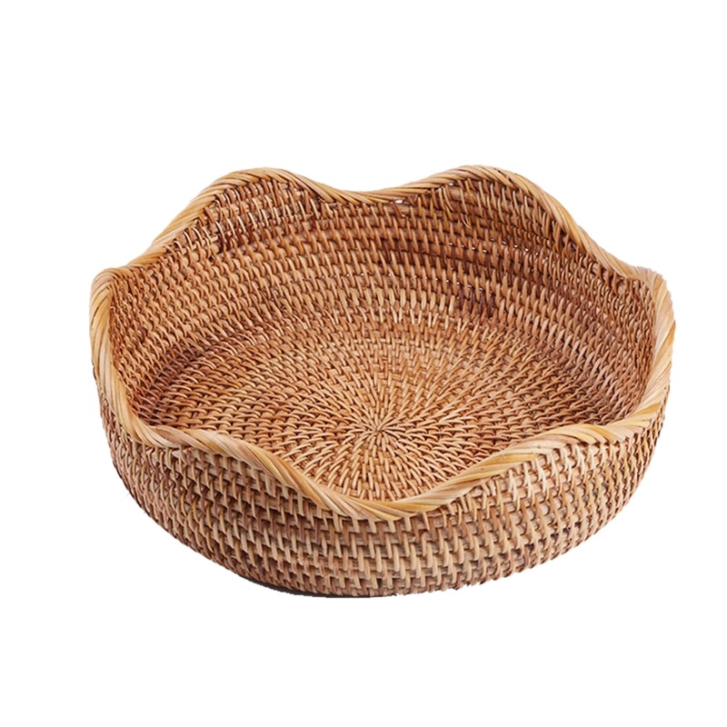 Oval Wicker Woven Basket Bread Basket Serving Basket,10.2Inch Storage Basket for Food Fruit Cosmetic Storage Tabletop and Bathro: Default Title