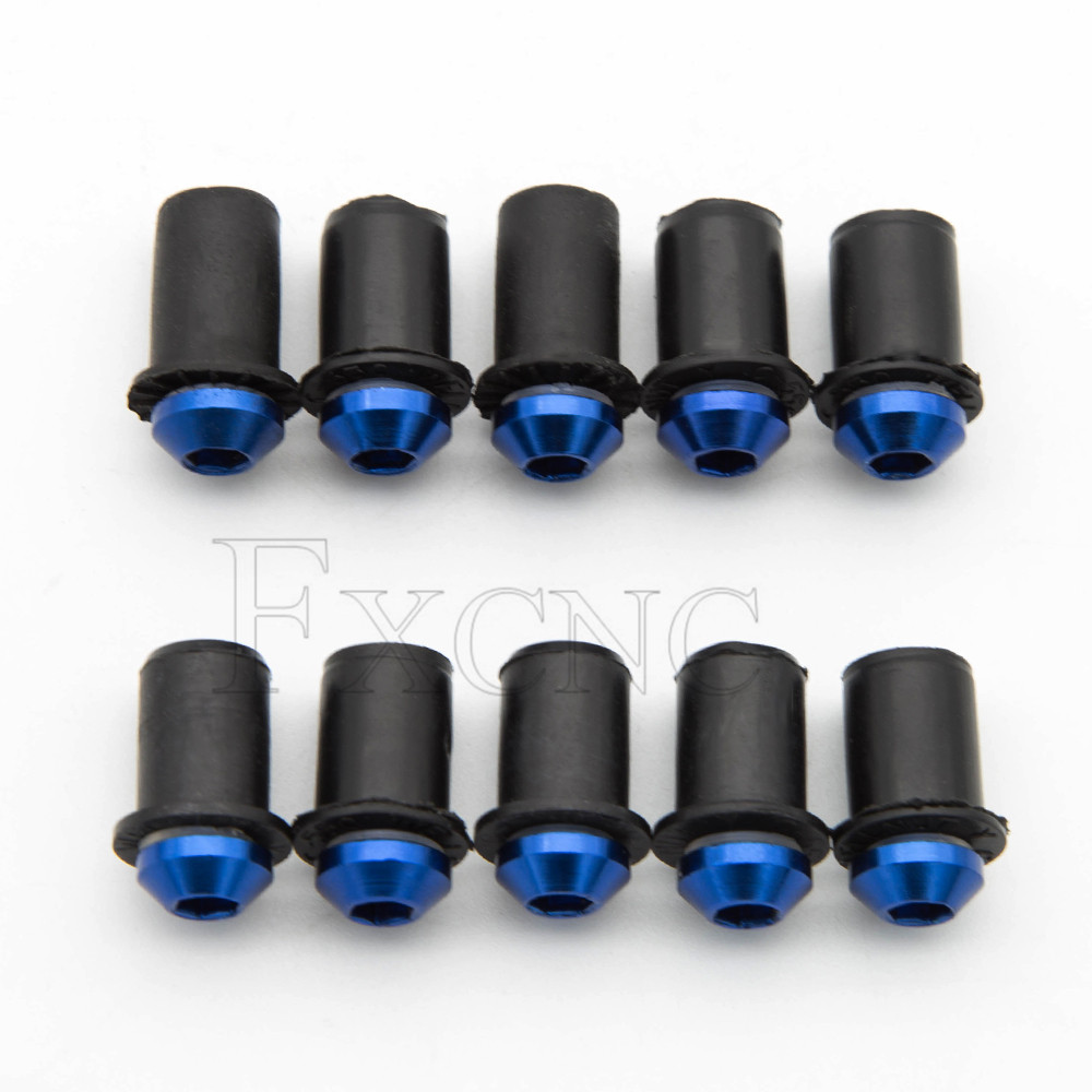 10 Uds. Tuercas universales de goma para motocicleta de 5mm/0,20 pulgadas, carenado de parabrisas, tornillos de aluminio anodizado para Moto: Multicolor