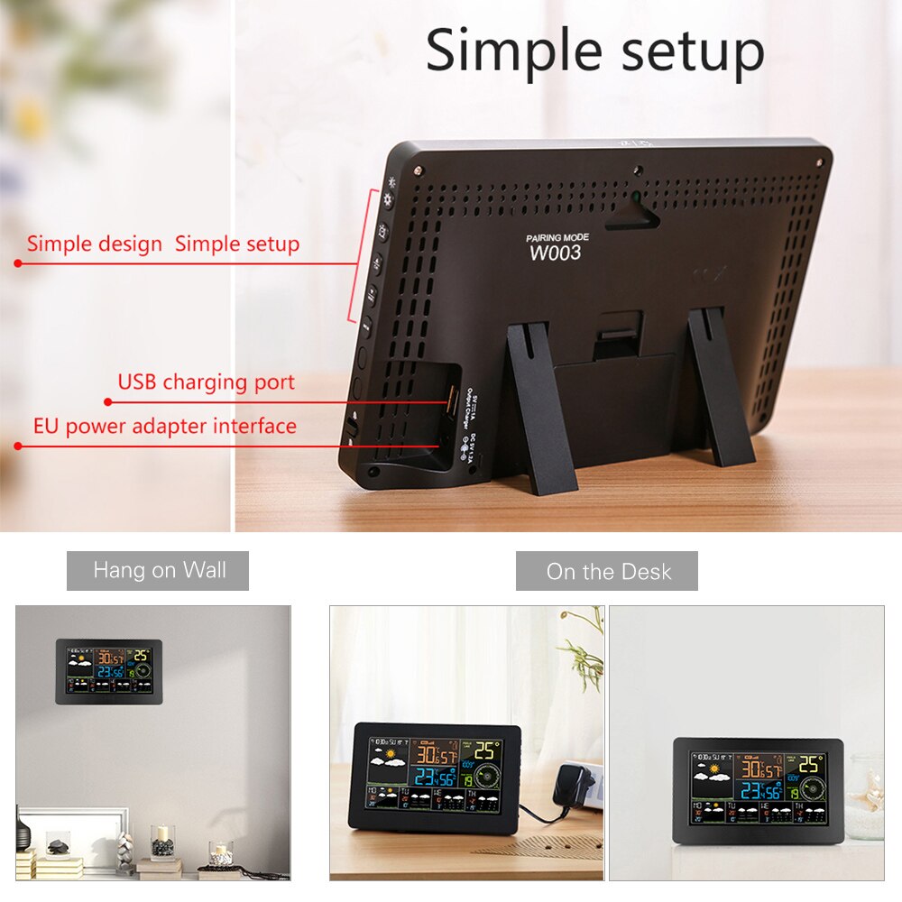 Multifunctional WiFi Weather Station APP Control Smart Weather Monitor Indoor Outdoor Temperature Humidity Barometric Wind Speed