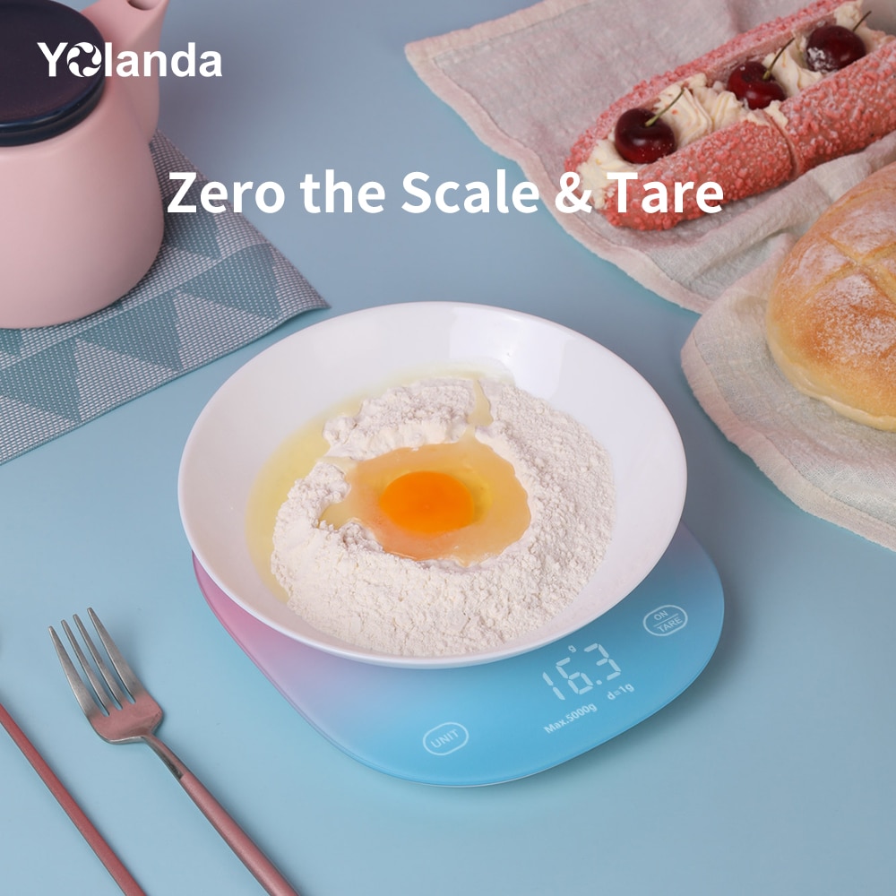 Yolanda-báscula Digital inteligente con Bluetooth para cocina Balanza de alimentos, registro de alimentos, nutrición, diario, pantalla LED, botón táctil