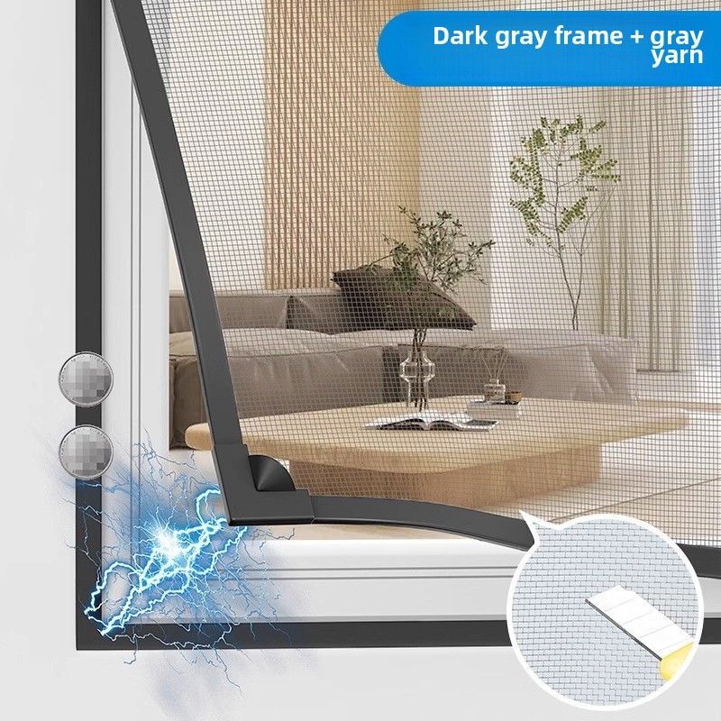 Magnetische Anti-muggen Onzichtbare Venster Scherm Mesh Eenvoudige zelfladende Type Huishoudelijke zelfklevende Magneet Gordijnen: 7*2.6 / Black