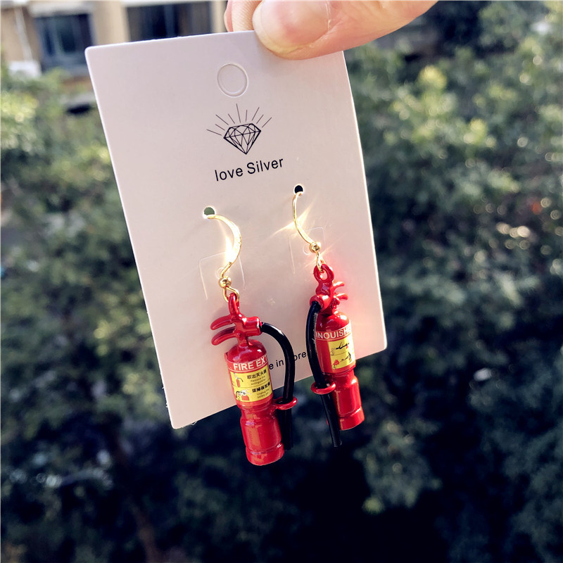 Crazy Exaggeration Fire Extinguisher Earrings Fireman Funny Dangle Earrings Personality Cute Accessories