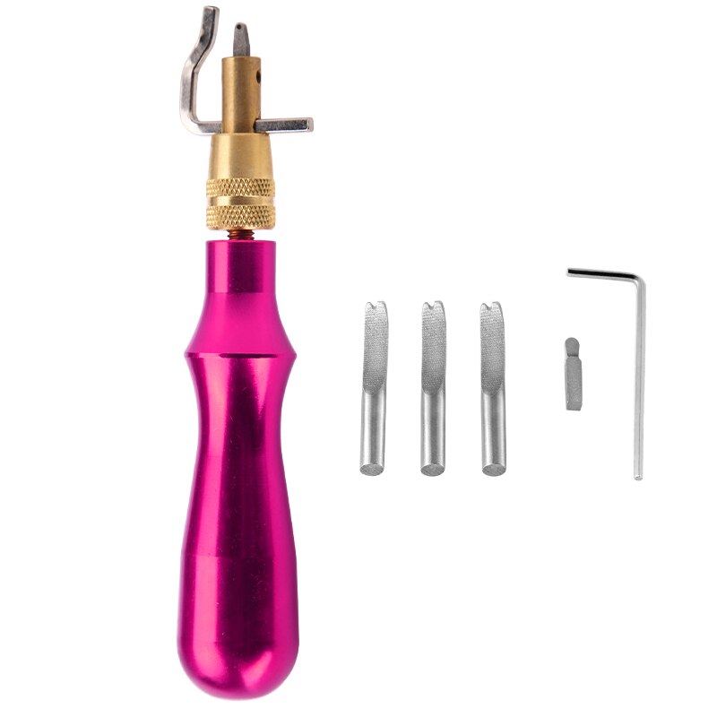 KAOBUY Multicolor Adjustable Leather Edge Stitching Groover Leather Stitching Tool And Edge Press Kit Adjustable Stitching: rose red