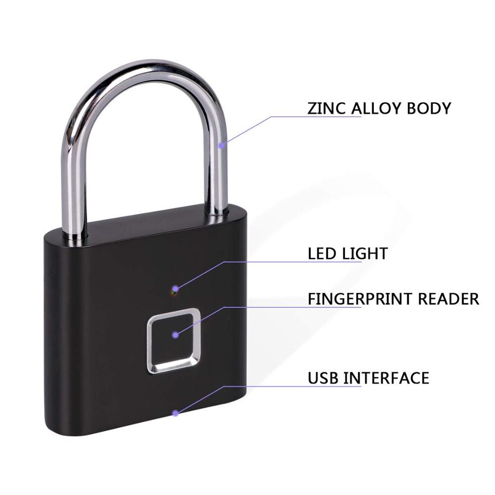 Vingerafdruk Slot Smart Hangslot Thumbprint Deur Hangsloten Draagbare Anti-Diefstal Vingerafdruk Slot Voor Zak Lade Koffer
