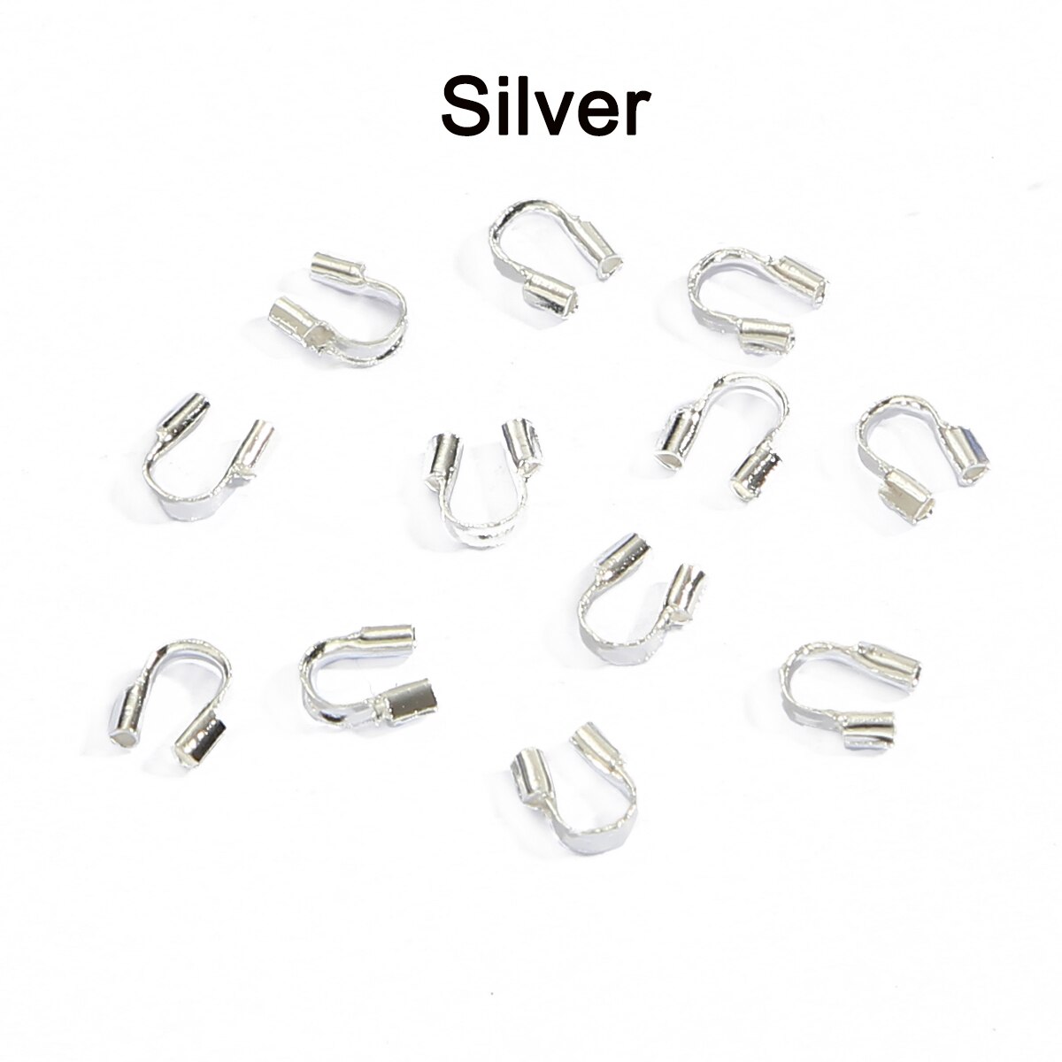 100 Stks/partij 4X4Mm Draad Protectors Wire Guard Guardian Protectors Loops U-vorm Accessoires Sluitingen Connector Voor Sieraden maken: Silver