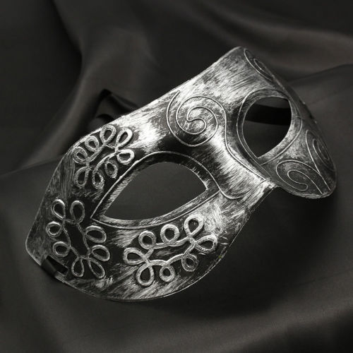 1Pc máscara hombres pulido de plata/oro de la mitad superior de la cara veneciana, Mardi Gras del Partido de la mascarada máscara de bola para adultos: Plata