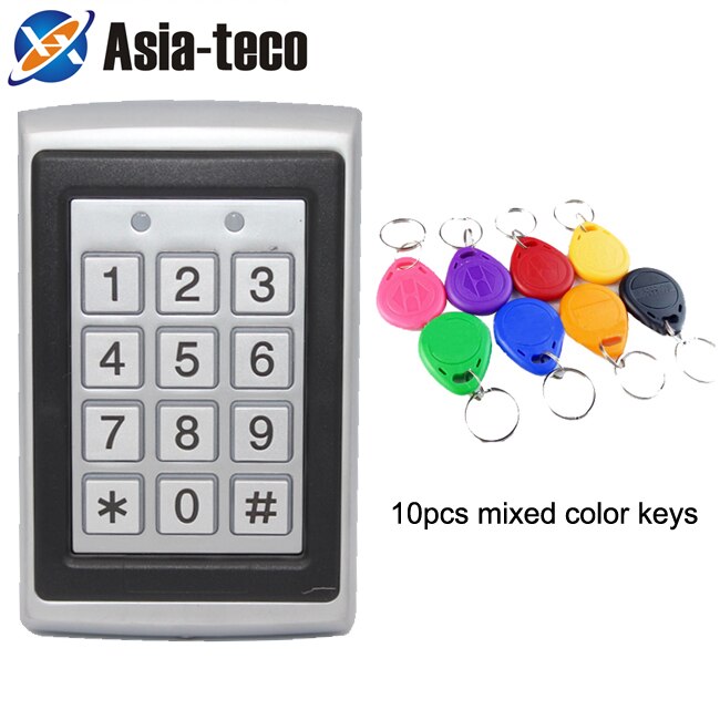 RFID Metall Zugriff Kontrolle em Kartenleser Tastatur W/ 2000 Benutzer 125KHz Kartenleser Tastatur Schlüssel Anhänger Tür zugang: AC und 10 Farbe Schlüssel
