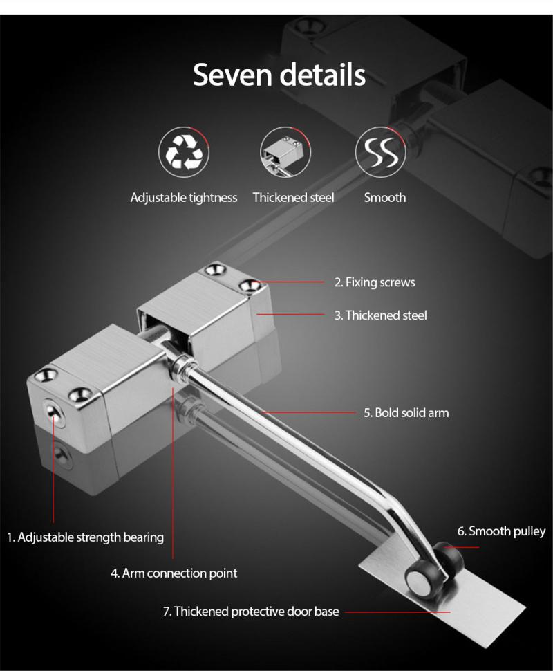 Stainless Steel Automatic Mounted Spring Door Closer Adjustable Surface Door Closer Home Door Hardware