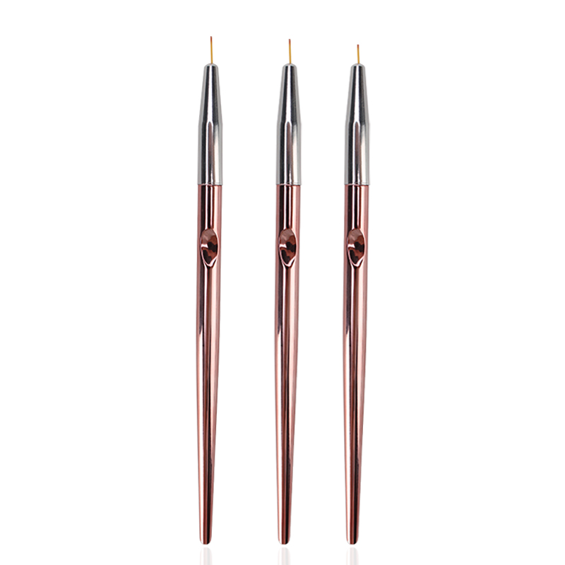 Stylo à ongles en métal, 3 pièces/lot, stylo à dessin, Gel, grille, lignes, rayures, peinture, manucure, vernis à ongles: L33