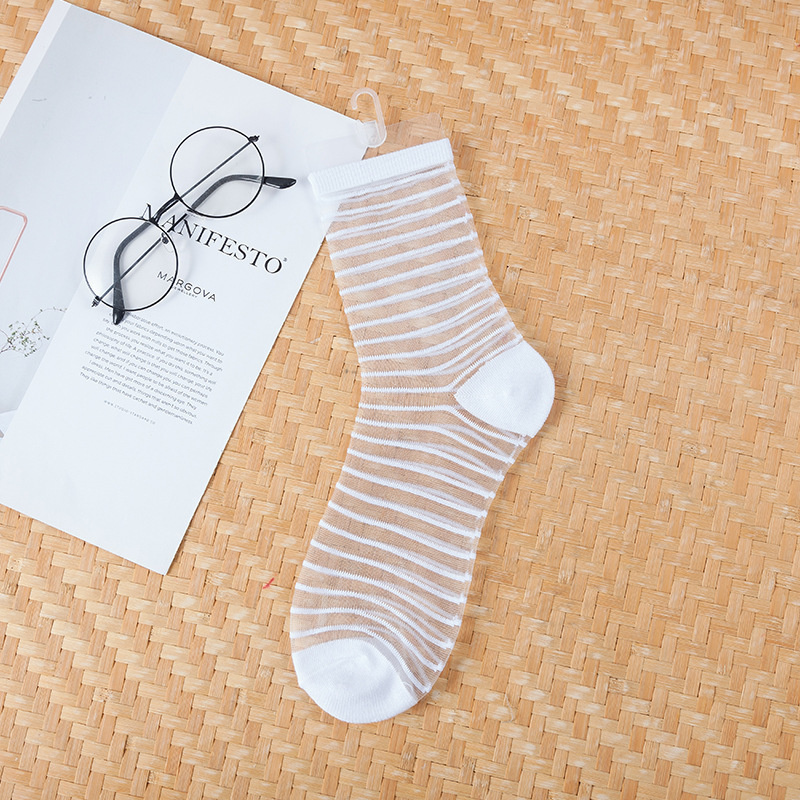 Calcetines sexis de rejilla de encaje de fibra mixta transparente elástico tobillo hilo de red calcetines finos para mujer 1 par = 2 uds: Gris