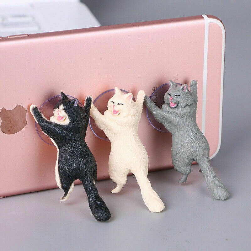 Cute Cat Phone Holder Tablets Desk Sucker Support Resin Mobile Phone Stand Holder Sucker Animal Holder For Smartphone