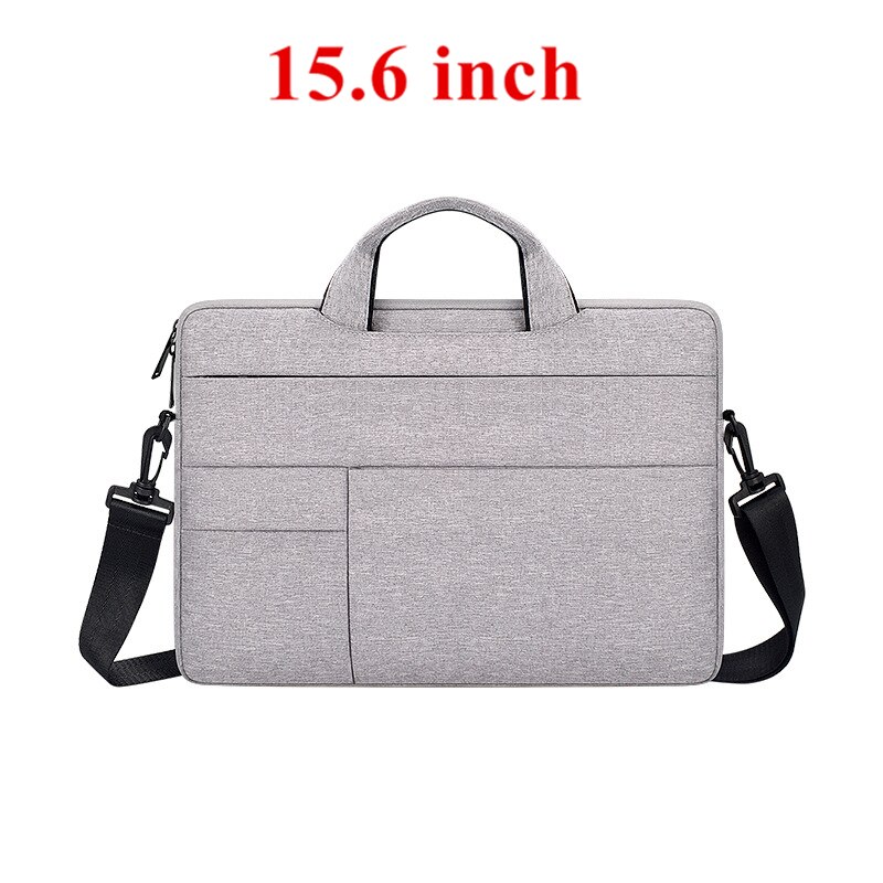 Portable Hand Office Notebook Laptop Bag For Men Women Briefcase Waterproof Pocket Case Computer Shoulder Handbag 13 14 15.6 PC: Gray 15.6 inch