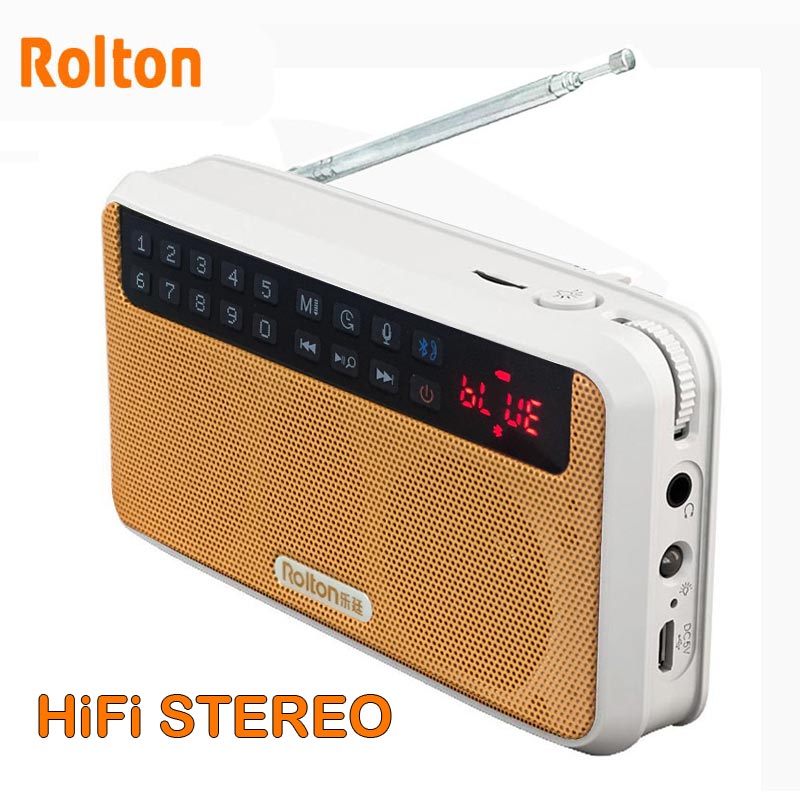 Głośnik stereofoniczny bluetooth rolton  e500 z radiem fm, przenośnym głośnikiem  mp3 funkcją nagrywania dźwięku, tryb głośnomówiący robić telefonu i latarki