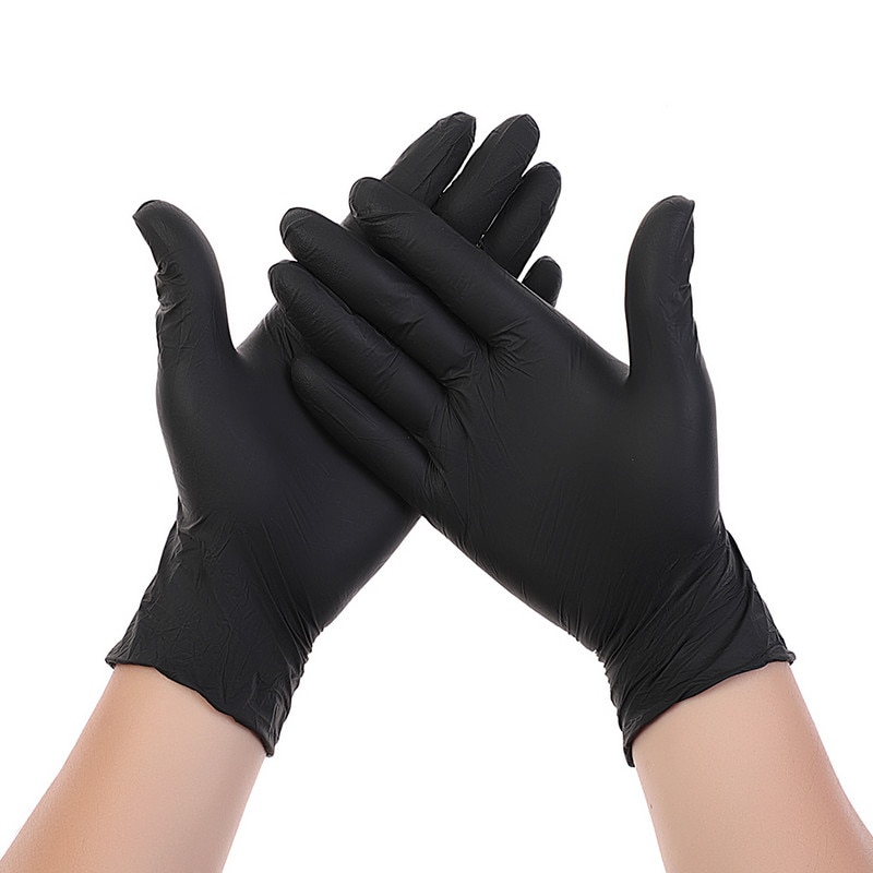 50 Stuks 100 Stuks Wegwerp Handschoenen Latex Rubbe Nitril Handschoenen Voor Huishoudelijke Schoonmaakmiddelen/Industriële Wassen/Tattoo Zwart handschoenen