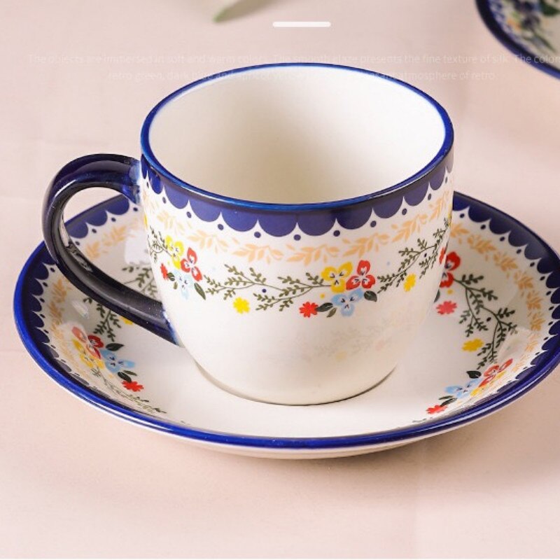 European Tea Cup Set Black Tea Ceramic Afternoon Tea Cup And Saucer Set Vintage Dessert Canecas Teacup Tableware ED50BD