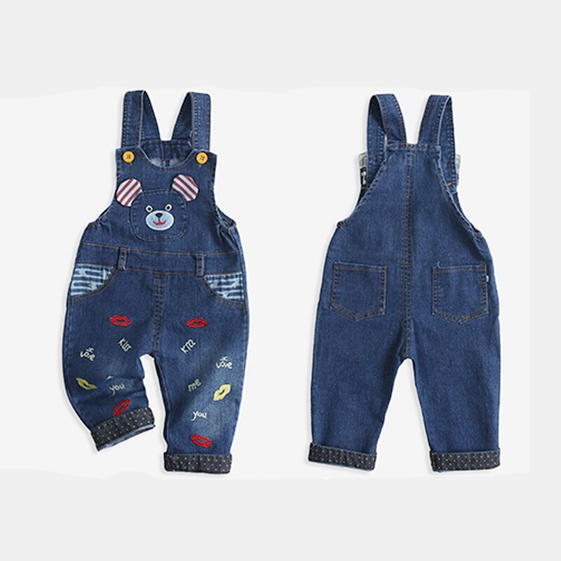 DIIMUU printemps enfants bébé vêtements garçons filles Denim salopette décontracté dessin animé jarretelle pantalon Jean combinaisons barboteuse pantalon