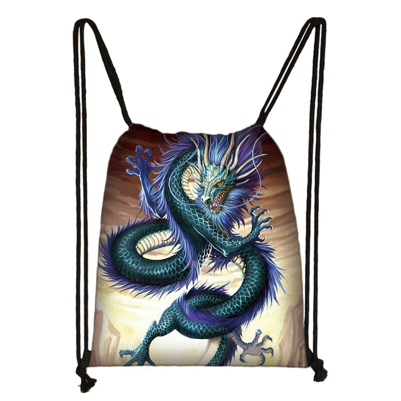 Gothic Asian Dragon Rucksack Frauen Harajuku Stil Kordelzug Taschen Punk Mädchen Rucksack Punk Schulter Tasche für Reise Bookbag: SKDLONG49