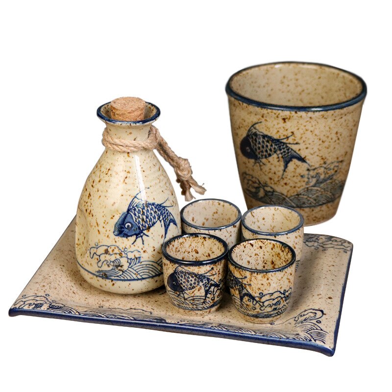Sake japonés Baijiu, licor, copa de vino doméstica, olla fría de cerámica, copa de vino tradicional.