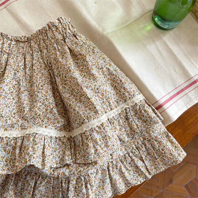 2022 Spring Summer Baby Girls Floral Printed Skirts Korean Style Kids Layered Skirts Children Clothes