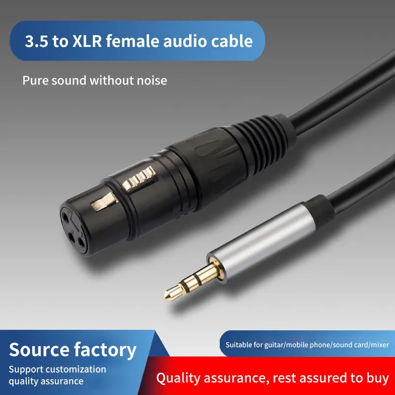 Cable de Audio de XLR a 3,5mm, Cable de Audio analógico equilibrado, conector XLR hembra a AUX de 3,5mm para amplificador de altavoz de teléfono y ordenador