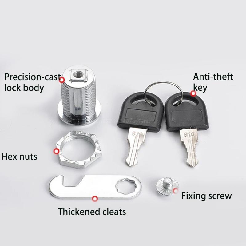Single-open Cabinet Lock Zinc Alloy Drawer Locks with 2 Keys Security Cam Lock for Secure Important Files and Drawers