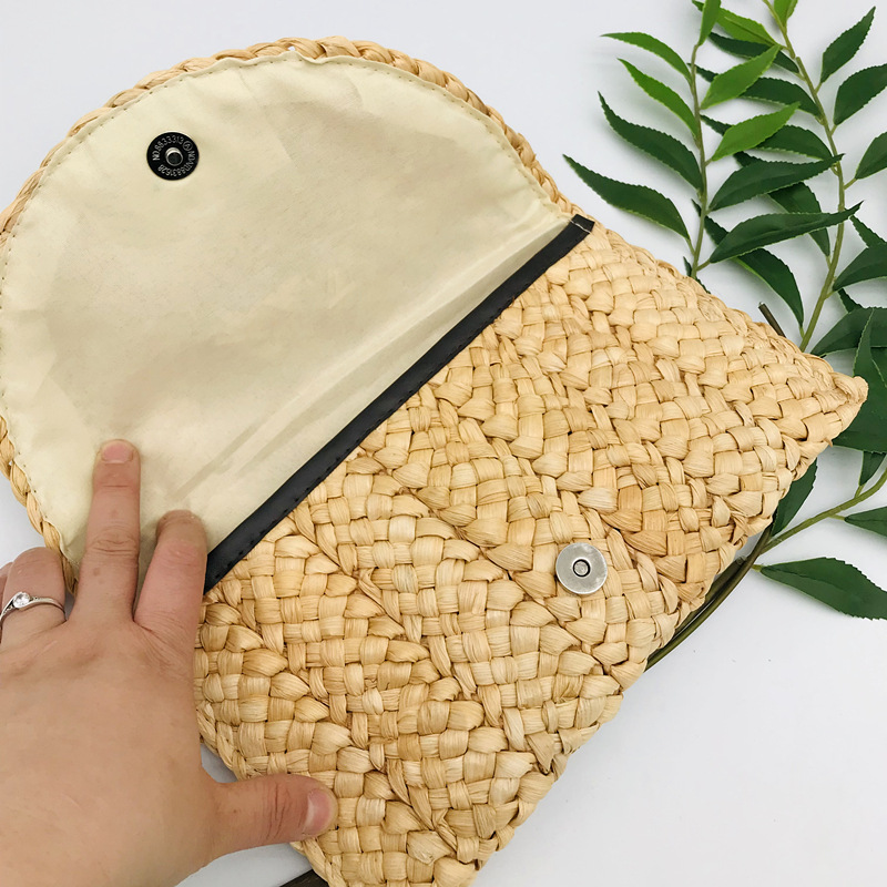 Corn Husk Weave Dinner Clutch Bag Women's Simple Solid Straw Large Purse Woman Summer Casual Vacation Ladies Wallet