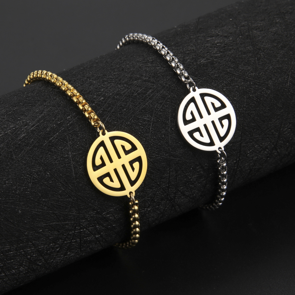 Teamer Jahrgang frauen Armbinde Edelstahl Reize Kasten Verknüpfung Kette Amulett Schmuck Wicca Wikinger Zubehör Pentagramm: Gold / Gold-farbe