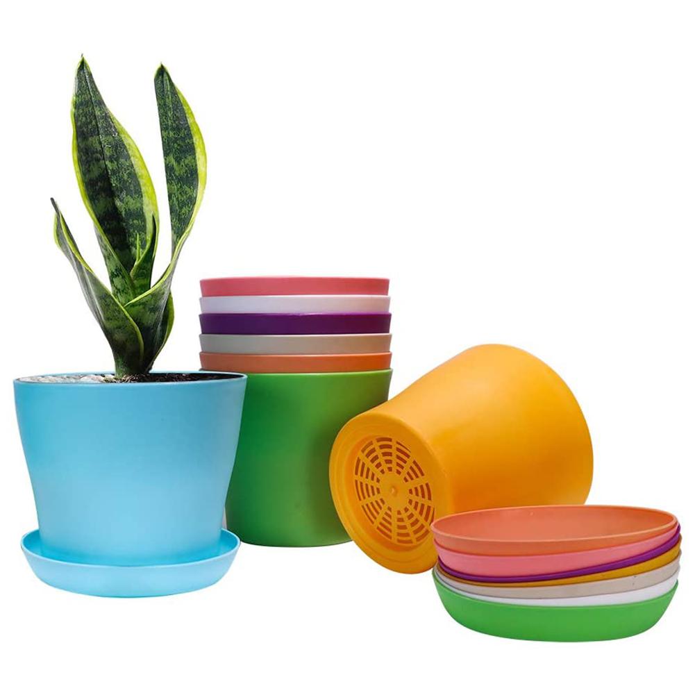 8PCS Plastic Planter Flower Plant Pots Gardening Containers