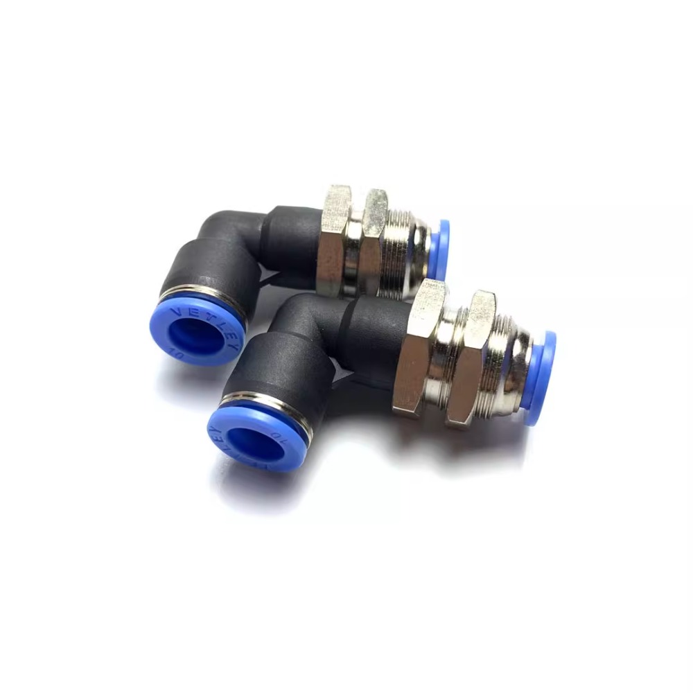 Elbow PLM 4 6 8 10 12 mm Tube Push In Connect Bulkhead Nickel Plated Brsss Pneumatic Air Fitting Connector Adapter