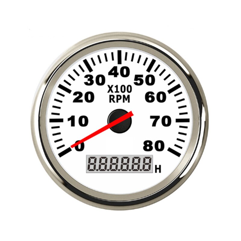 12V/24V Boat Tachometer 3-8K RPM With LCD Hour meter Car Tachometer for diesels Red Backlight Truck Marine Tacho Meter Indicator