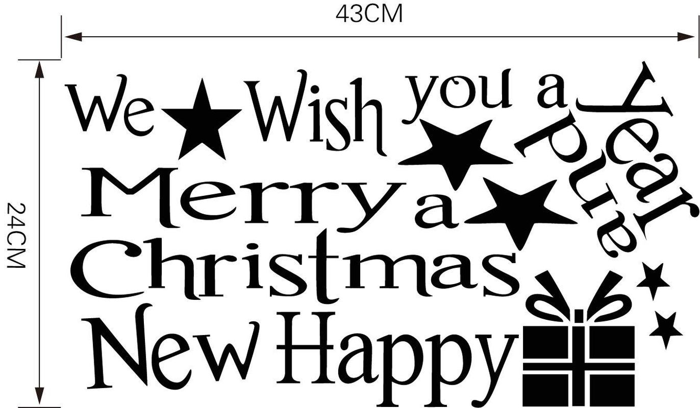 Merry Christmas Window Wall Stickers Posters Decals Waterproof Blessing Happy Year Christmas Tree Stars Home Decor