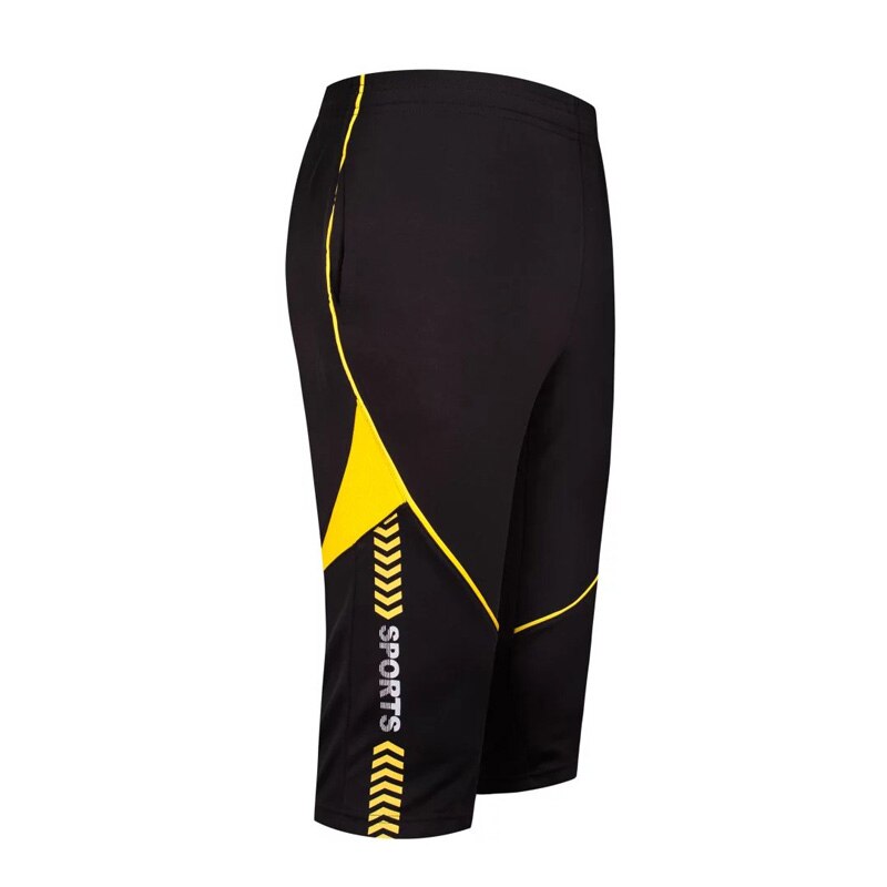 Multi-fonction Jogging Football pantalon hommes 3/4 longueur formation pantalon homme poches solide Stright Cargo pantalon grande taille: Jaune / XXXL