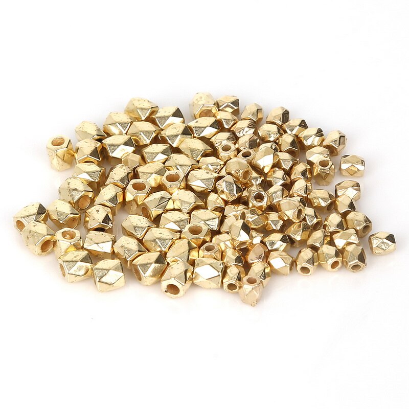 300-500pcs 3mm/4mm Rhodium KC Gold CCB Plastic Vierkante Cuboid Zaad Spacer kralen Voor Sieraden Maken DIY: KC Gold / 3x3mm 500pcs