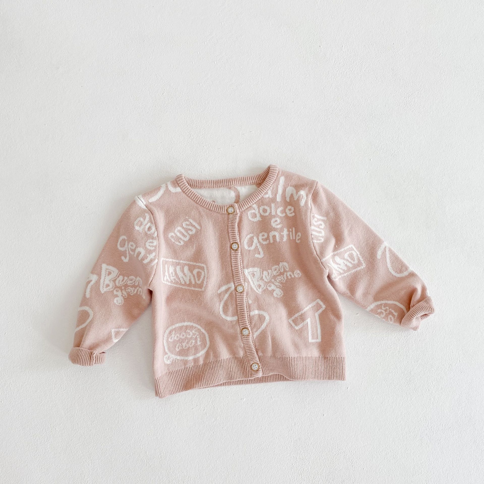 2020 infantil do bebê menina camisola de malha casacos outono novas crianças malha cardigan graffiti outwear bebê recém-nascido roupas: S002pink / 12 m