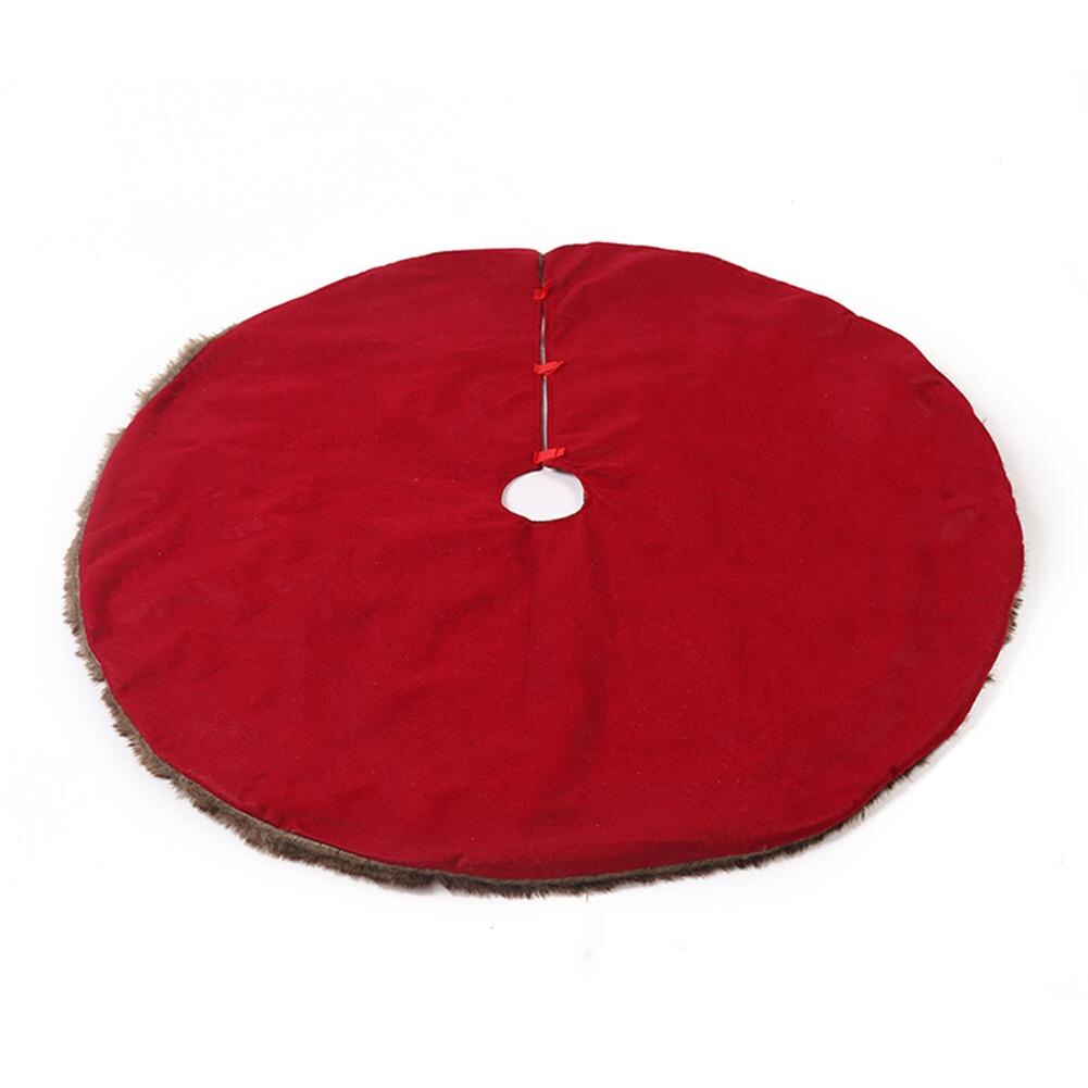 Tela a cuadros roja y negra de 120cm, borde de lana Artificial, decoración de falda para árbol de Navidad
