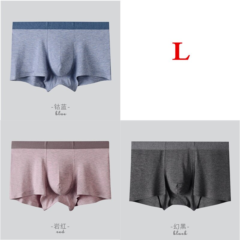 3 unids/lote, ropa interior Xiaomi para hombres, hilo de fibra de color, ropa interior sin costuras para hombres, nuevas bragas exuberantes para hombres, boxer , calzoncillos transpirables: Blue Pink Black L