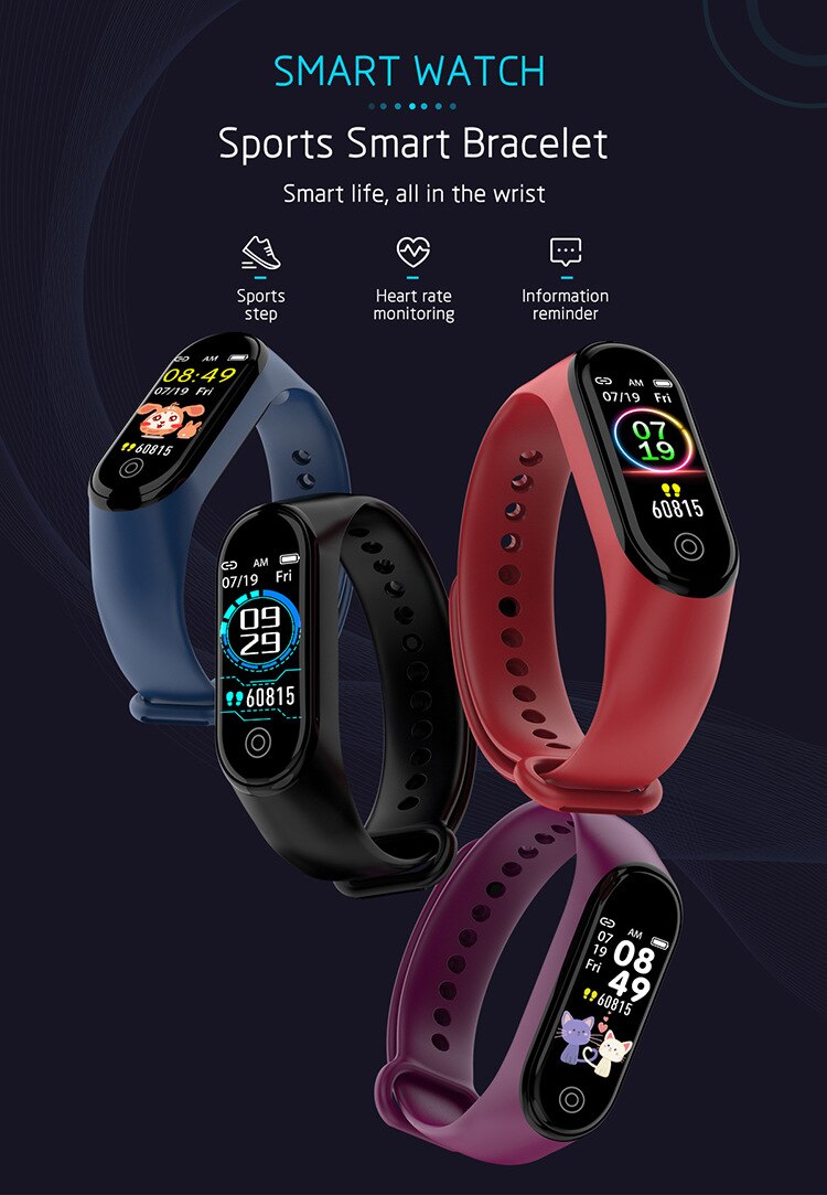 M4 plus Smart band Fitness Tracker Watch Sport bracelet Heart Rate Blood Pressure Smartband Monitor Health Wristband Fitness Tra