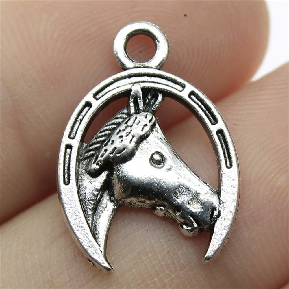 20Pcs Hoefijzer Hanger Charms Antiek Zilver Kleur Horse Shoe Charms Sieraden Diy Lucky Horseshoe Bedels Voor Armband: B10421-21x15mm