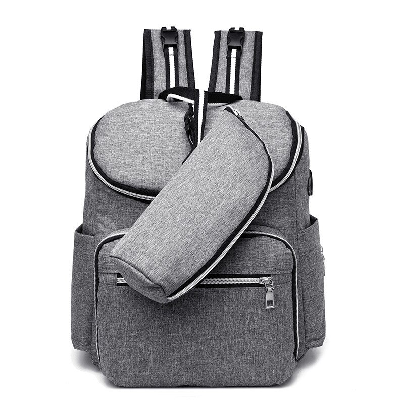 Couche-culotte, lait en poudre, tasse à eau, sortie de bébé, sac à dos de mère, soins multifonctions et de grande capacité, sac à dos de mère: Light Gray