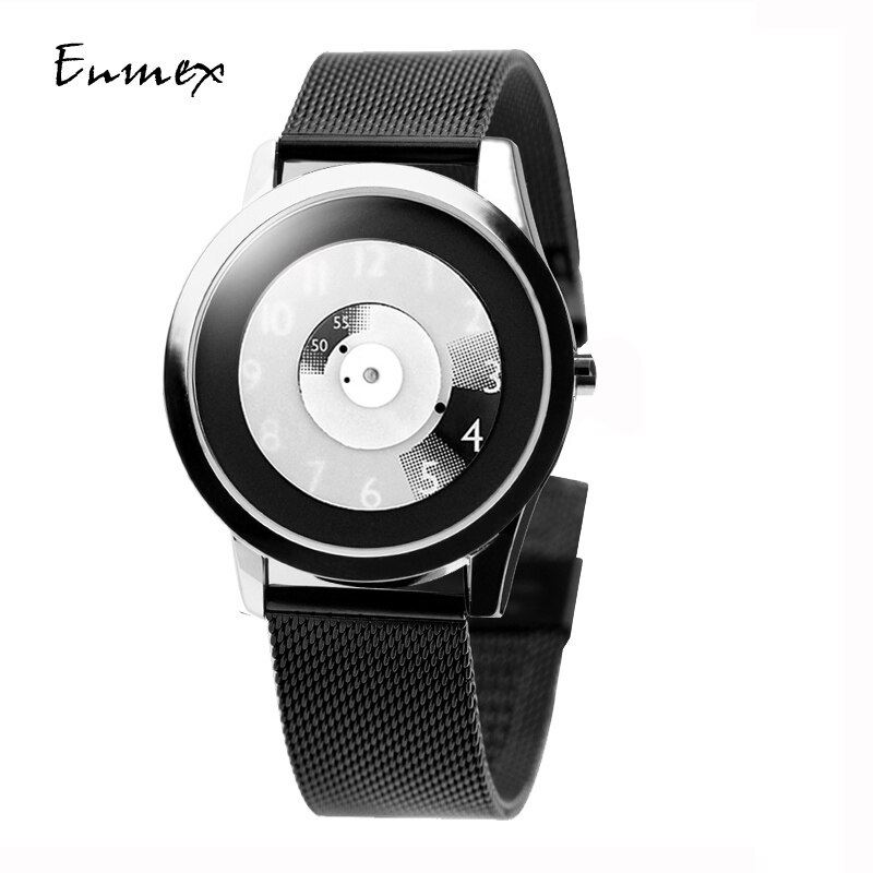 Enmex hit colour band wristwatch focal point special Hidden numbers men casual quartz watch: d2