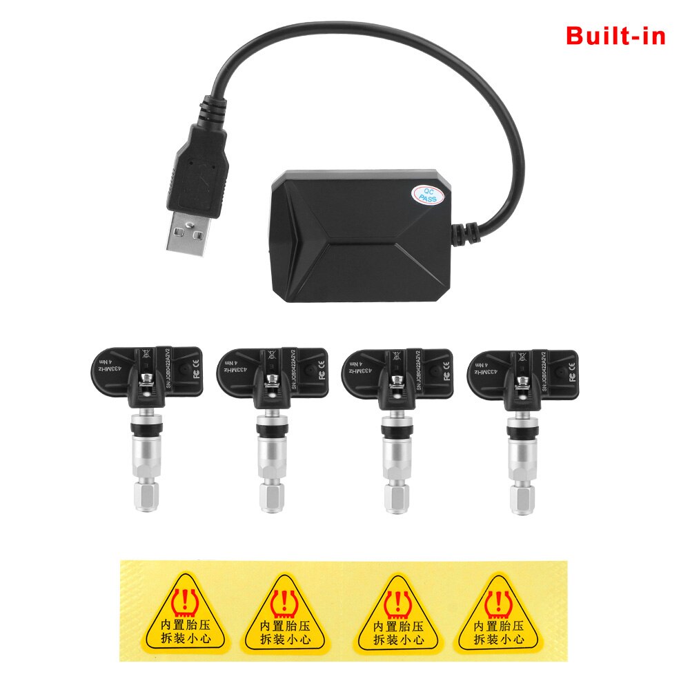 LEEPEE Display Alarm System Android Navigation Car Radio 5V Internal 4 Sensors USB Android TPMS Tire Pressure Monitoring System